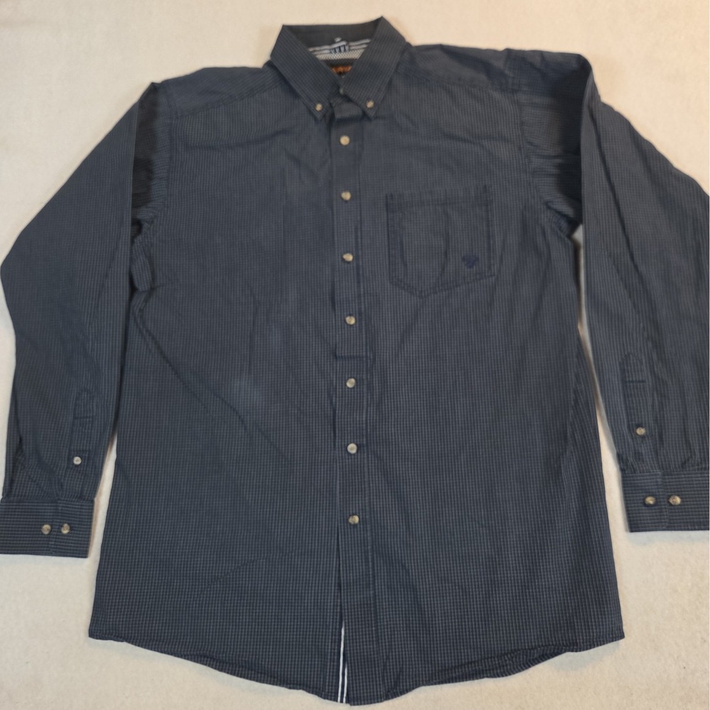Ariat Shirt Mens Large Tall Blue Plaid Button Up Pro Series Mesh Lined Work